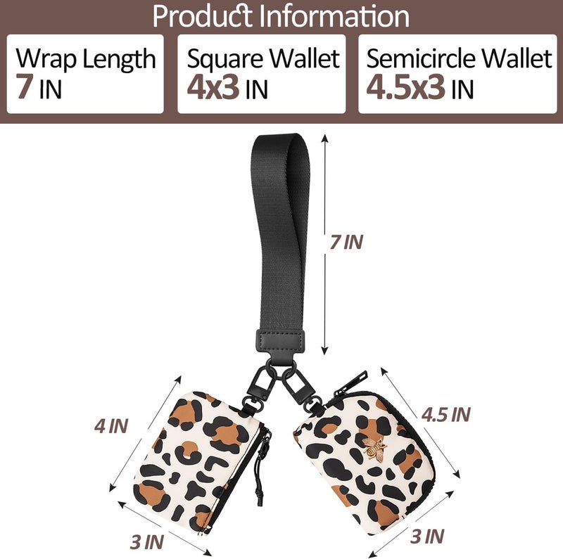 COOLANS Mini Wristlet Wallets Dual Pouch,Around Wristlet Handbag Wallet for Women Zip Cards Holder,Wristlet Bracelet Purse - Image 3